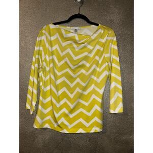St John Sport Scandi Old Money Preppy Edgy Zig Zag 3/4 sleeves Vintage Top